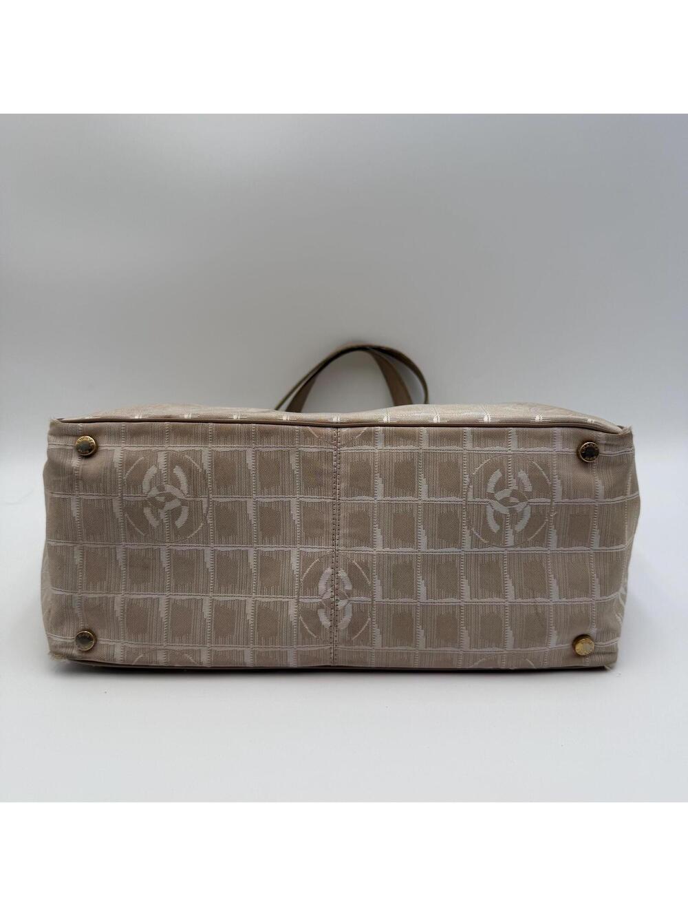 Chanel Beige New Travel Line Nylon Jacquard Tote - Picture 8 of 9
